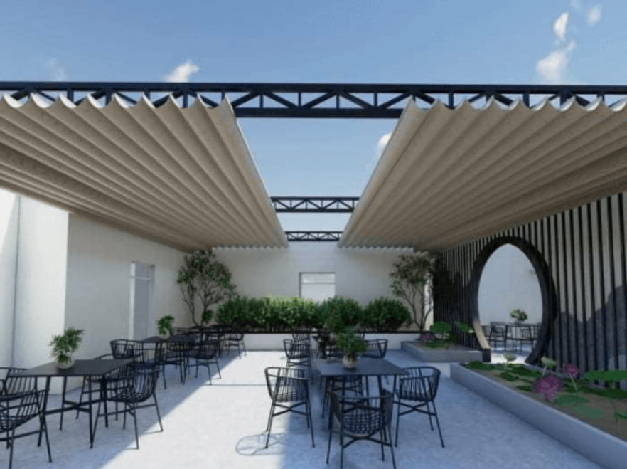 Bạt Xếp Lượn Sóng Quán Cafe